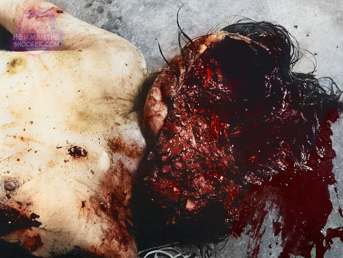 Disintegration of the head of a young female terrorist