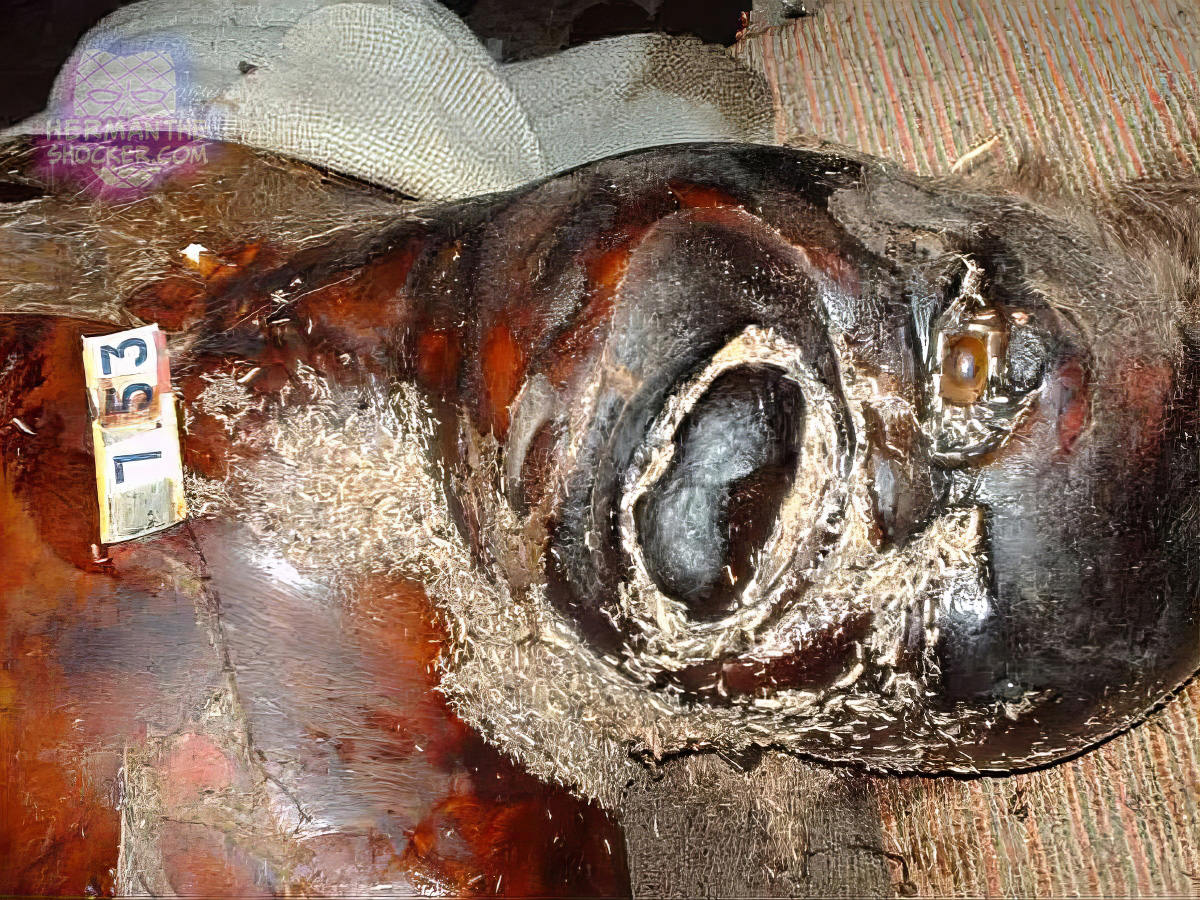 Decomposing individual and maggot mass
